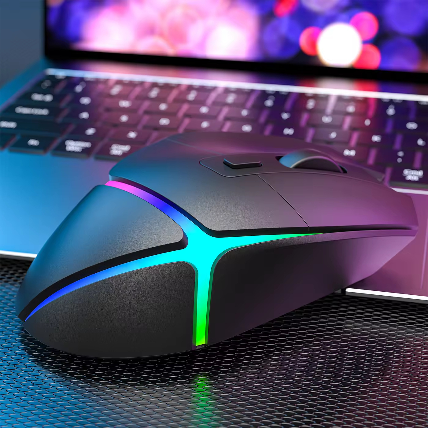Bluetooth Dual Mode Ergonomic RGB Backlight 7200 DPI Optical Sensor Wireless Gaming Mouse